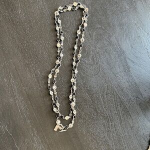 Otazu Long Black and Silver Beaded Necklace